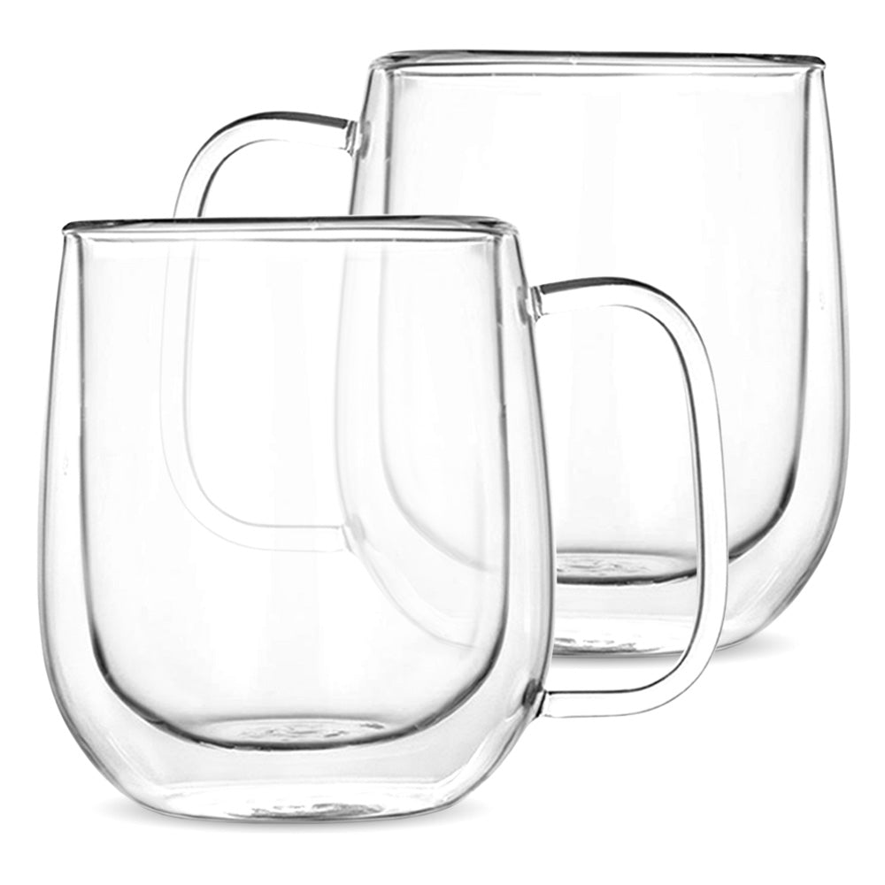 12 Oz Double Walled Glass Coffee Mugs with Handle Set of 2,Insulated Layer  Coffee Cups,Clear Borosil…See more 12 Oz Double Walled Glass Coffee Mugs