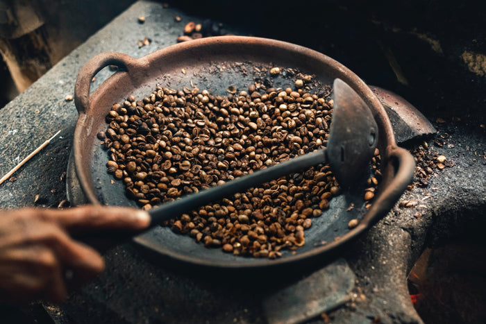 Roasted Coffee Beans on Round Wok