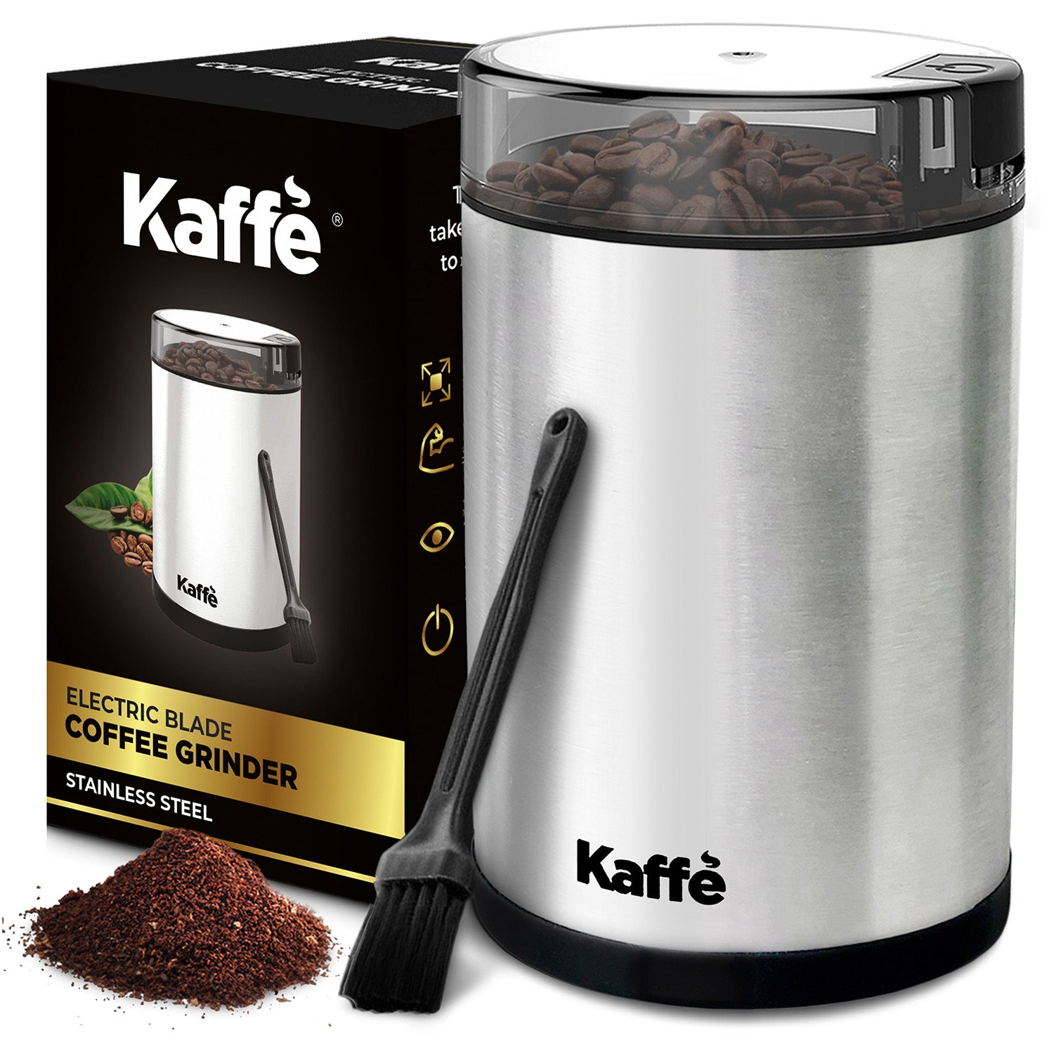 Kaffe KF2020 Electric Blade Coffee Grinder (Stainless Steel