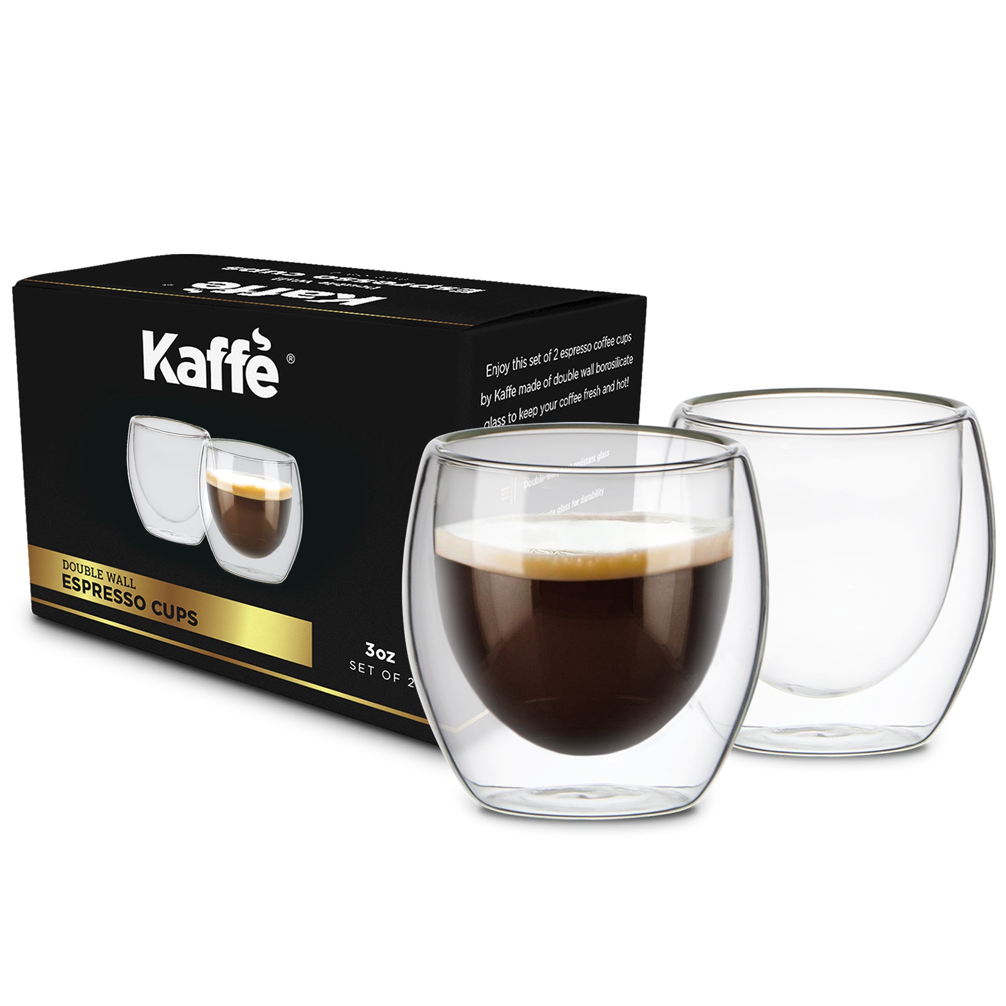 Double Wall Insulated Glasses Espresso Mugs (Set of 2) -COFFE