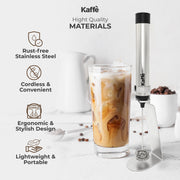FLUIDIZE Handheld Milk Frother - Elevate Your Coffee Game! Perfect Froth for Lattes, Cappuccinos, and More - Cordless and Stylish Design 